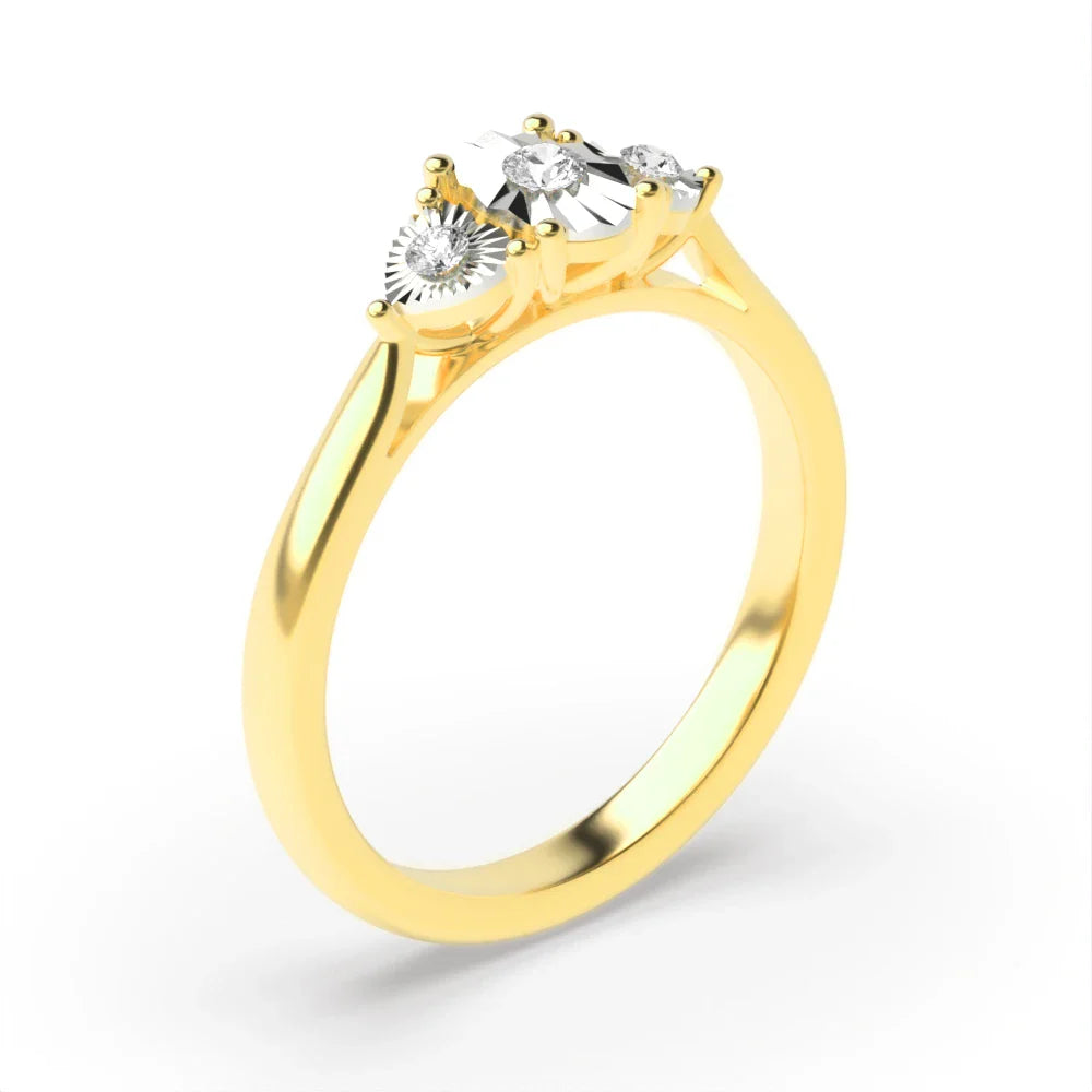 Elodie 4 Prong Round 0.10ct Lab Grown Diamond Illusion Three Stone Engagement Ring